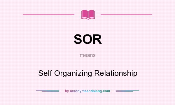 What does SOR mean? It stands for Self Organizing Relationship