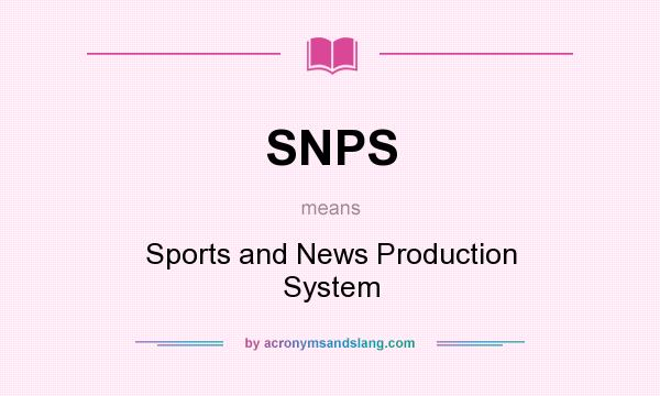 What does SNPS mean? It stands for Sports and News Production System