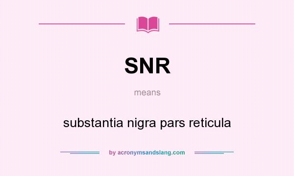 What does SNR mean? It stands for substantia nigra pars reticula