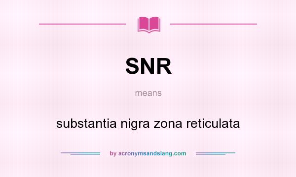 What does SNR mean? It stands for substantia nigra zona reticulata