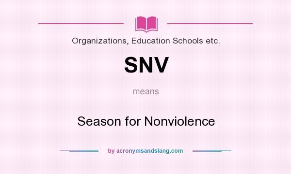 What does SNV mean? It stands for Season for Nonviolence