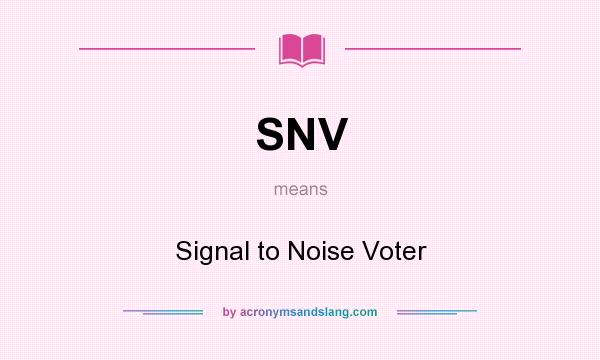 What does SNV mean? It stands for Signal to Noise Voter