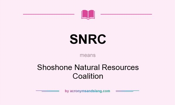 What does SNRC mean? It stands for Shoshone Natural Resources Coalition