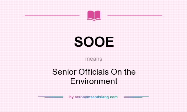 What does SOOE mean? It stands for Senior Officials On the Environment