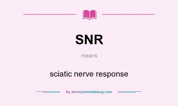 What does SNR mean? It stands for sciatic nerve response