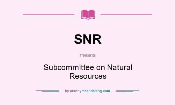 What does SNR mean? It stands for Subcommittee on Natural Resources