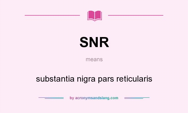 What does SNR mean? It stands for substantia nigra pars reticularis