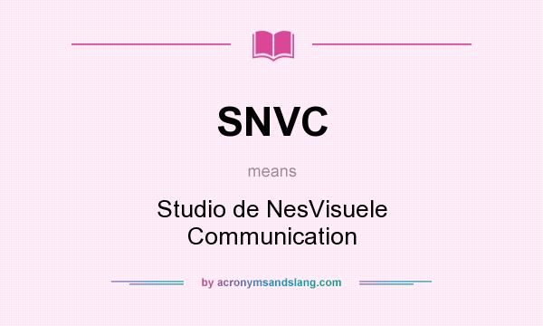 What does SNVC mean? It stands for Studio de NesVisuele Communication