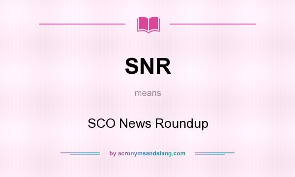 What does SNR mean? It stands for SCO News Roundup