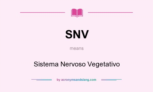 What does SNV mean? It stands for Sistema Nervoso Vegetativo