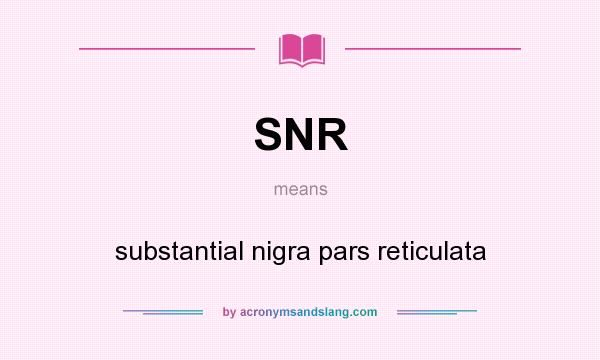 What does SNR mean? It stands for substantial nigra pars reticulata