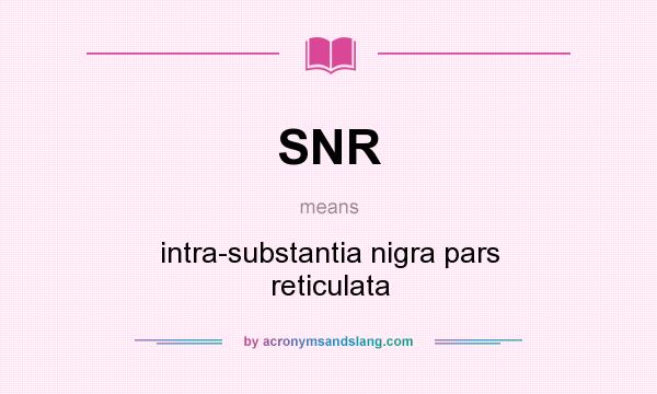 What does SNR mean? It stands for intra-substantia nigra pars reticulata