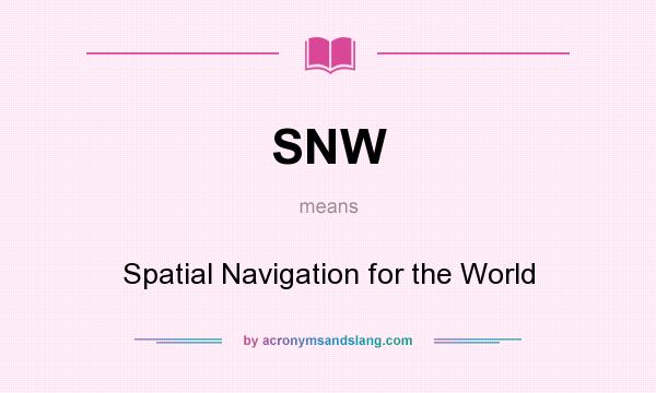 What does SNW mean? It stands for Spatial Navigation for the World