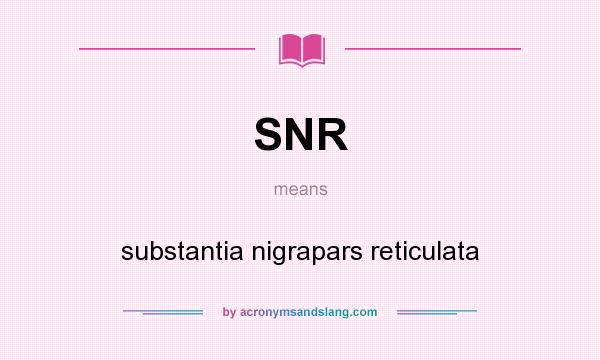 What does SNR mean? It stands for substantia nigrapars reticulata