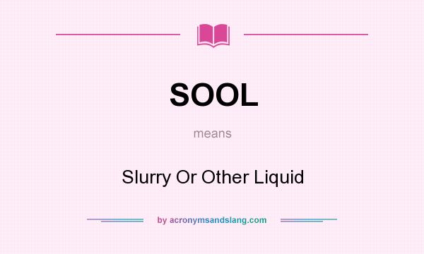 What does SOOL mean? It stands for Slurry Or Other Liquid