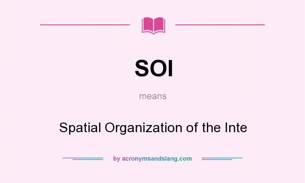 What does SOI mean? It stands for Spatial Organization of the Inte