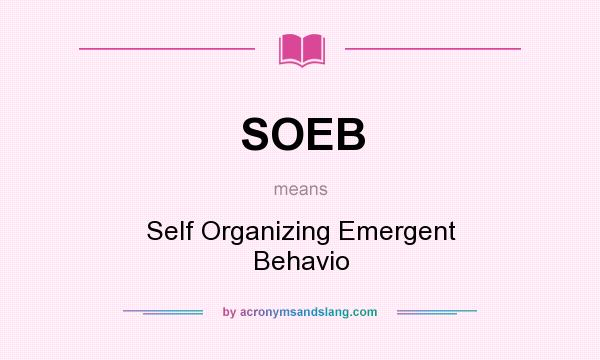 What does SOEB mean? It stands for Self Organizing Emergent Behavio