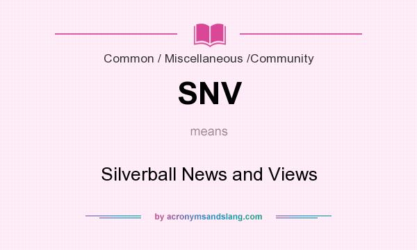 What does SNV mean? It stands for Silverball News and Views
