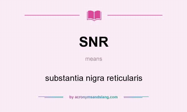 What does SNR mean? It stands for substantia nigra reticularis