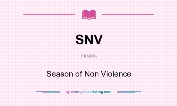 What does SNV mean? It stands for Season of Non Violence
