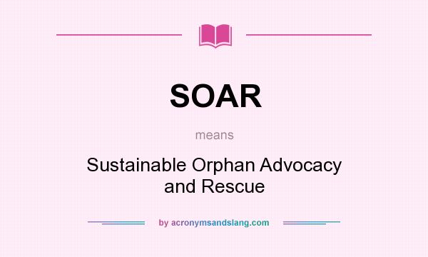 What does SOAR mean? It stands for Sustainable Orphan Advocacy and Rescue