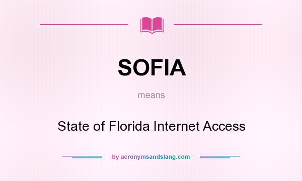 What does SOFIA mean? It stands for State of Florida Internet Access