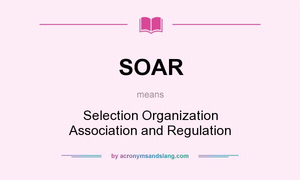 What does SOAR mean? It stands for Selection Organization Association and Regulation