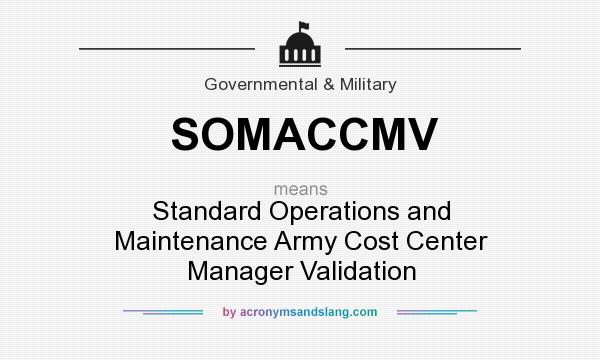 What does SOMACCMV mean? It stands for Standard Operations and Maintenance Army Cost Center Manager Validation