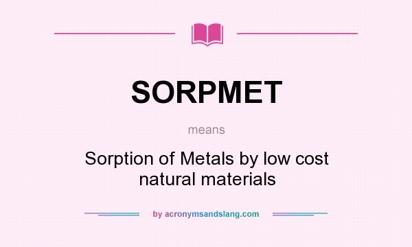What does SORPMET mean? It stands for Sorption of Metals by low cost natural materials