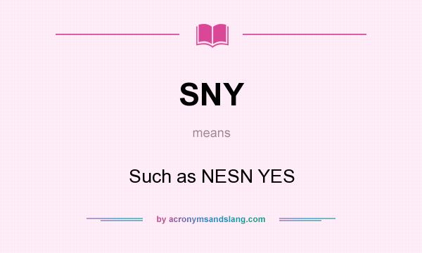 What does SNY mean? It stands for Such as NESN YES