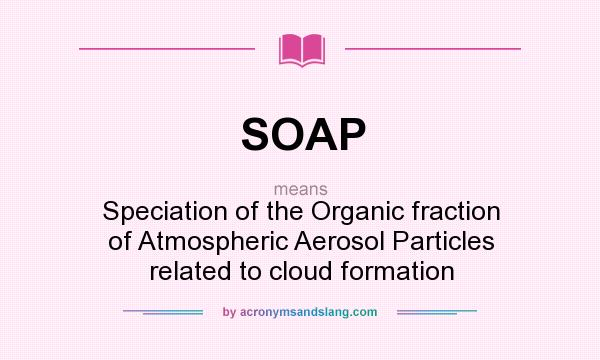 What does SOAP mean? It stands for Speciation of the Organic fraction of Atmospheric Aerosol Particles related to cloud formation