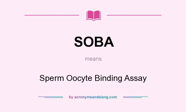What does SOBA mean? It stands for Sperm Oocyte Binding Assay