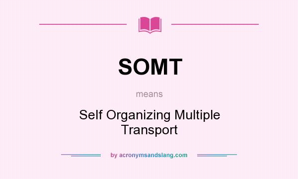 What does SOMT mean? It stands for Self Organizing Multiple Transport