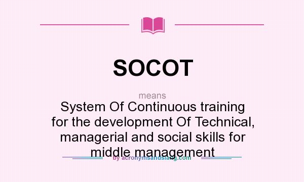 What does SOCOT mean? It stands for System Of Continuous training for the development Of Technical, managerial and social skills for middle management