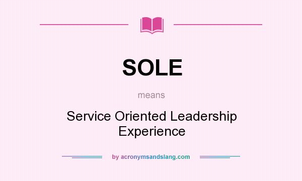What does SOLE mean? It stands for Service Oriented Leadership Experience