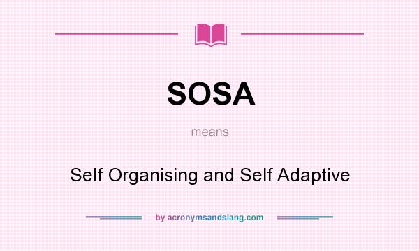 What does SOSA mean? It stands for Self Organising and Self Adaptive