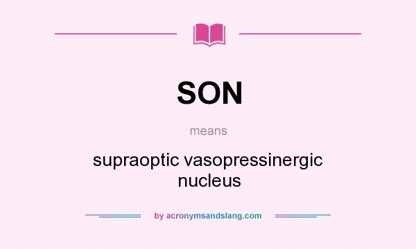 What does SON mean? It stands for supraoptic vasopressinergic nucleus