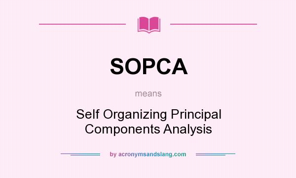 What does SOPCA mean? It stands for Self Organizing Principal Components Analysis