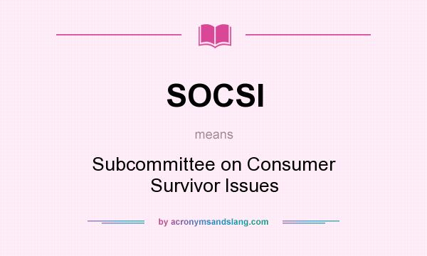 What does SOCSI mean? It stands for Subcommittee on Consumer Survivor Issues