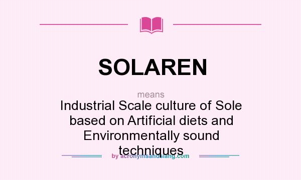 What does SOLAREN mean? It stands for Industrial Scale culture of Sole based on Artificial diets and Environmentally sound techniques