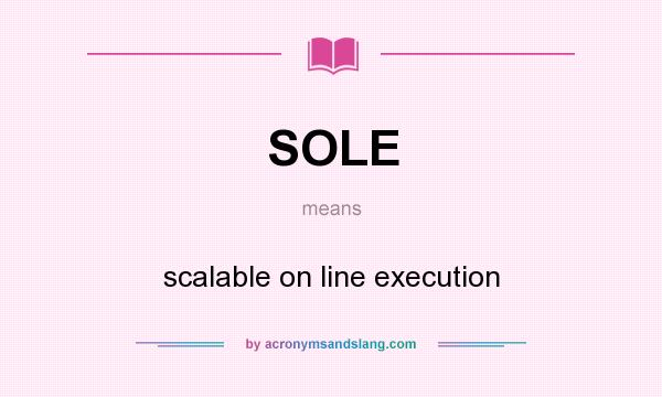 What does SOLE mean? It stands for scalable on line execution