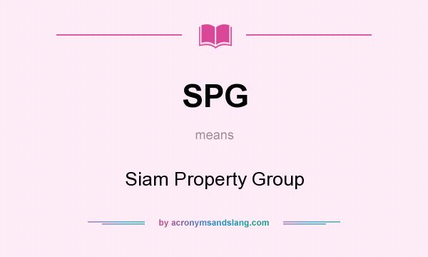 What does SPG mean? It stands for Siam Property Group