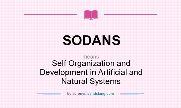 What does SODANS mean? It stands for Self Organization and Development in Artificial and Natural Systems