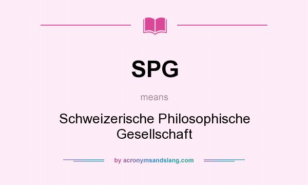 What does SPG mean? It stands for Schweizerische Philosophische Gesellschaft