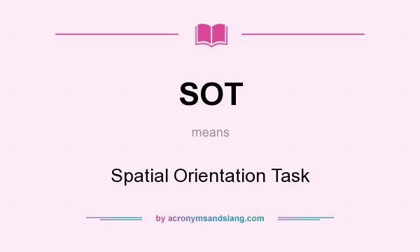 What does SOT mean? It stands for Spatial Orientation Task