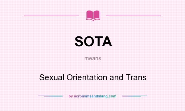 What does SOTA mean? It stands for Sexual Orientation and Trans