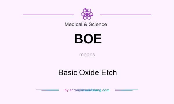 What does BOE mean? It stands for Basic Oxide Etch