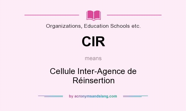 What does CIR mean? It stands for Cellule Inter-Agence de Réinsertion