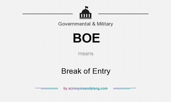 What does BOE mean? It stands for Break of Entry
