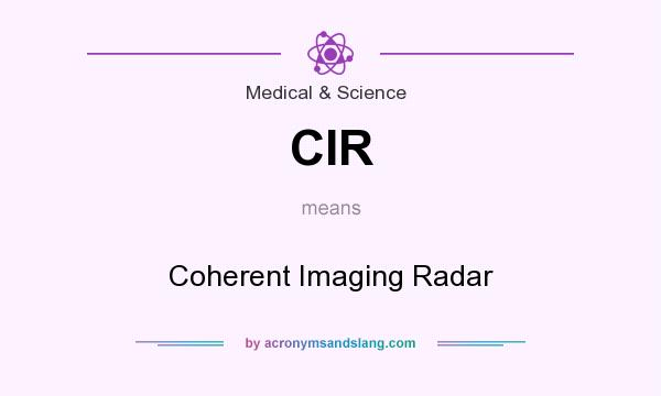 What does CIR mean? It stands for Coherent Imaging Radar